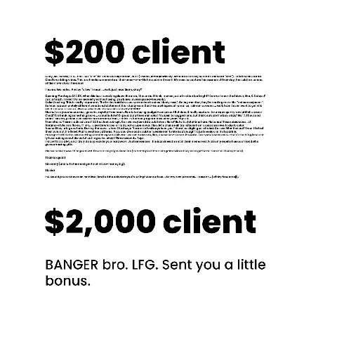 $200 client $2,000 client BANGER bro. LFG. Sent you a little bonus.