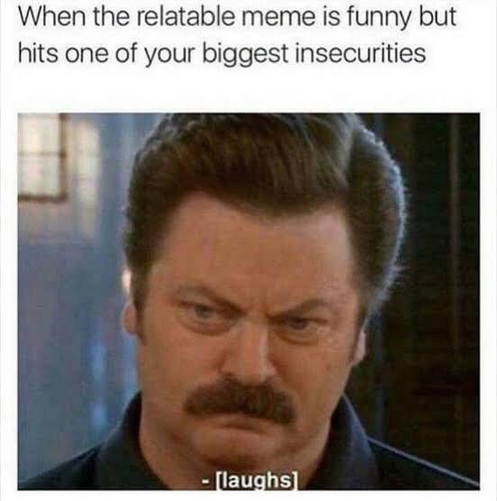 When the relatable meme is funny but hits one of your biggest insecurities