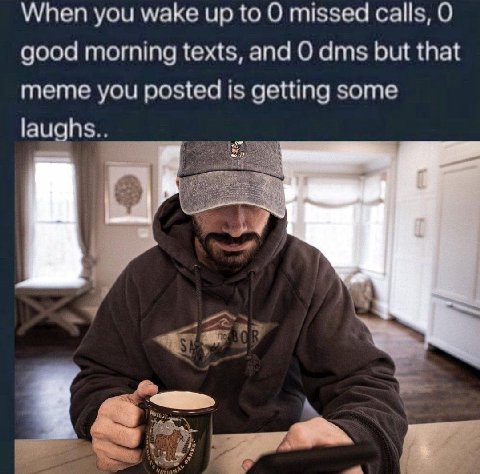 When you wake up to missed calls, О good morning texts, and О dms but that meme you posted is getting some