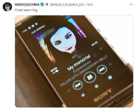 HIDEO KOJIMA @HIDEO KOJIMA 18 Good morning.