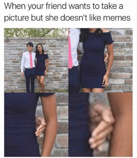 When your friend wants to take а picture but she doesn't like memes a