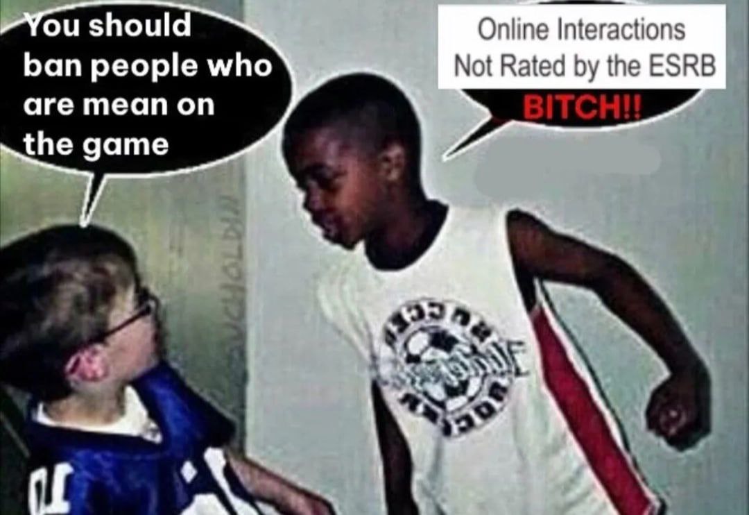 You should Online Interactions ban people who Not Rated the ESRB are mean on the game