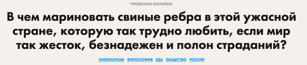 В чем мариновать свиные ребра в этой ужасной стране, которую так трудно любить, если мир так жесток, безнадежен и полон страданий? ЛИБЕРАЛИЗМ ФИЛОСОФИЯ ЕДА ОБЩЕСТВО РОССИЯ