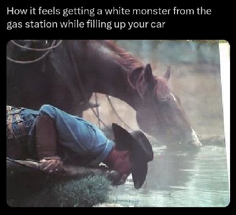 How it feels getting a white monster from the gas station while filling up your car