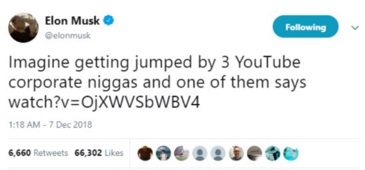 Elon Musk musk Imagine getting jumped 3 YouTube corporate niggas and one of them says watch?v= 1:1 ЗАМ 6.660 66,302 Like Soe