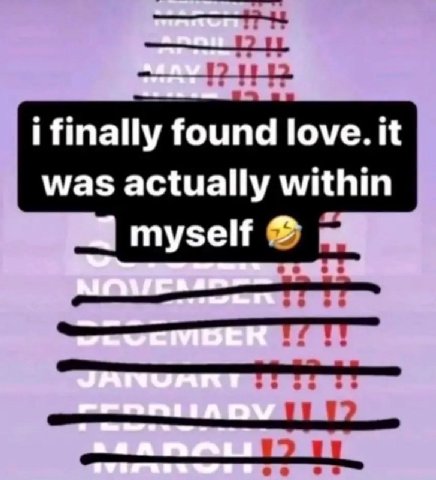 i finally found love. it was actually within myself вал