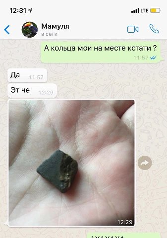 12:31 Я Mamyna в сети А кольца мои на месте кстати Да My 12:29