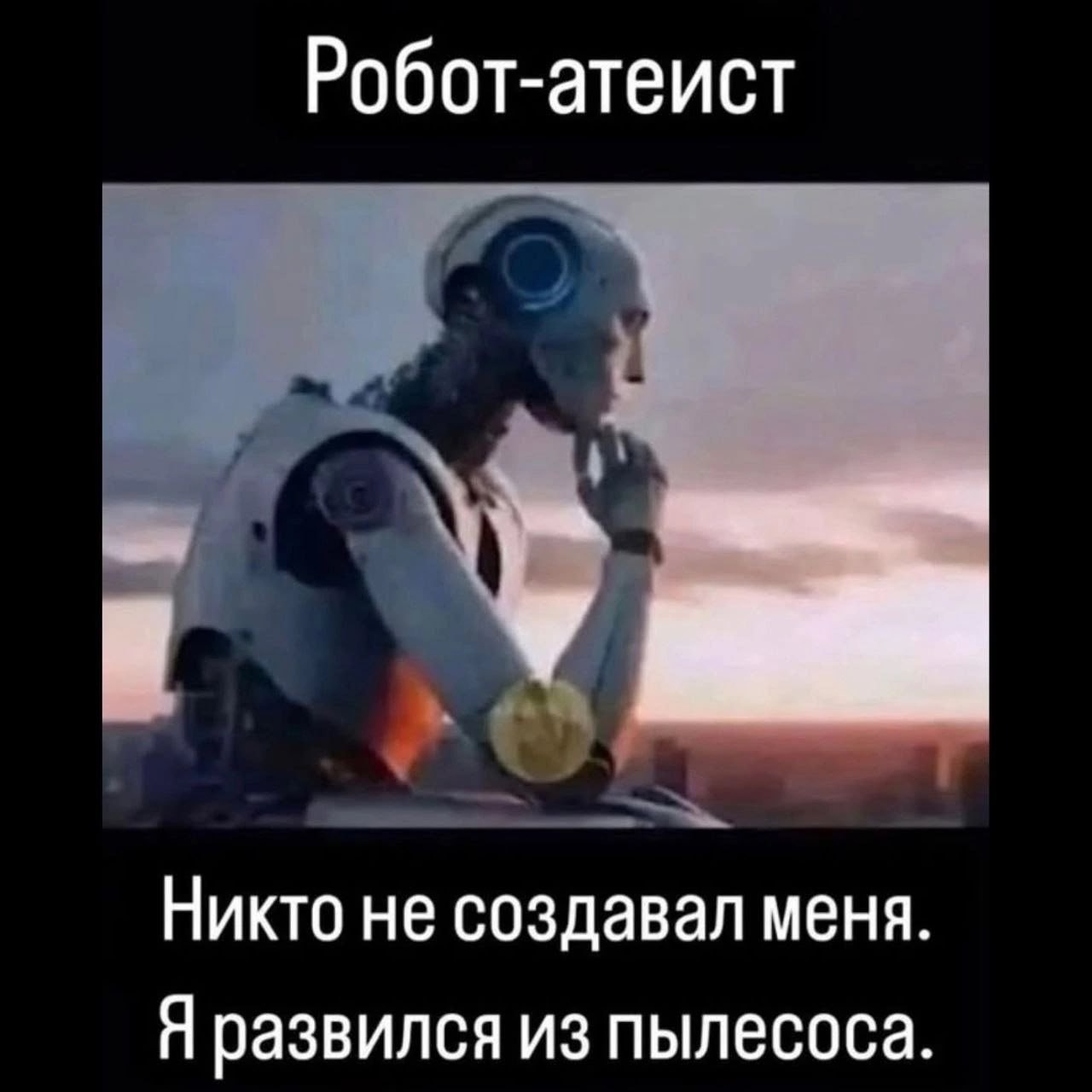 Робот-атеист у Никто не создавал меня Я развился из пылесоса