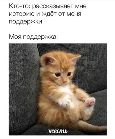 Кто-то: рассказывает мне историю и ждёт от меня поддержки Моя поддержка: жесть