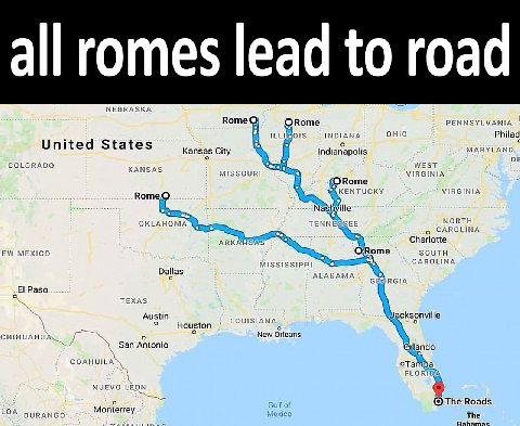 all romes lead to roa NEBRASKA Воте PENNSYLVANIA QRome INDIANA OHIO Philad United States MARYLAND. Kansas City indianapolis COLORADO KANSAS WEST MISSOURI VIRGINIA ОКоте Воте KENTUCKY VIRGINIA NORTH OK
