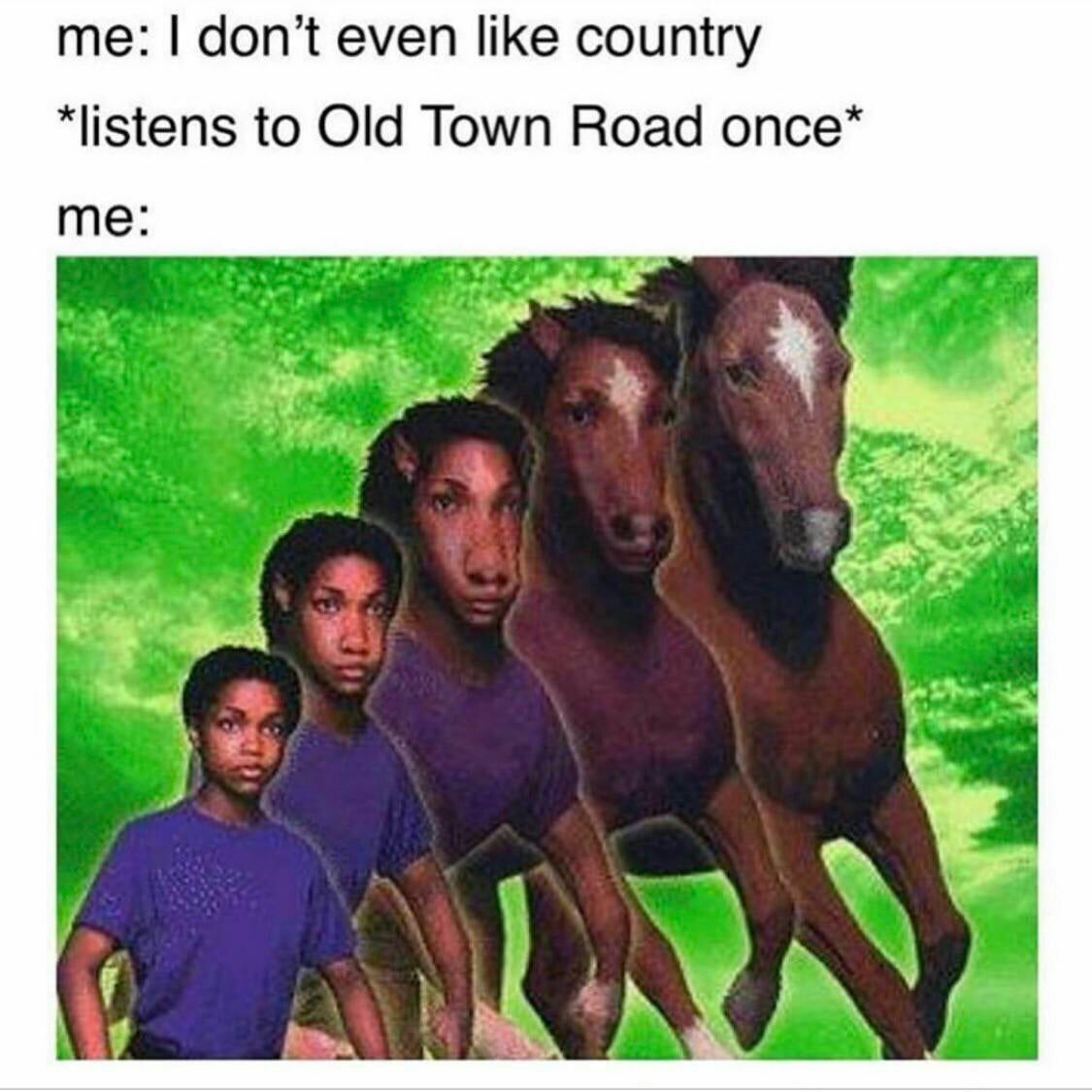 me: don’t even like country *listens to Old Town Road опсе* me at