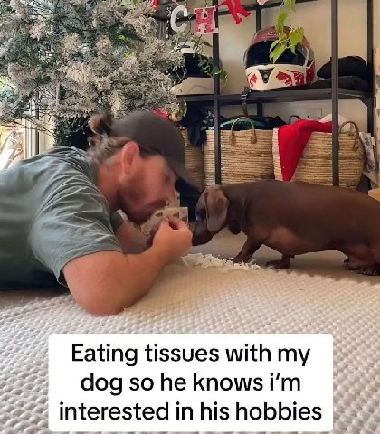 ati tissues with dog so he knows interested in his hobbies