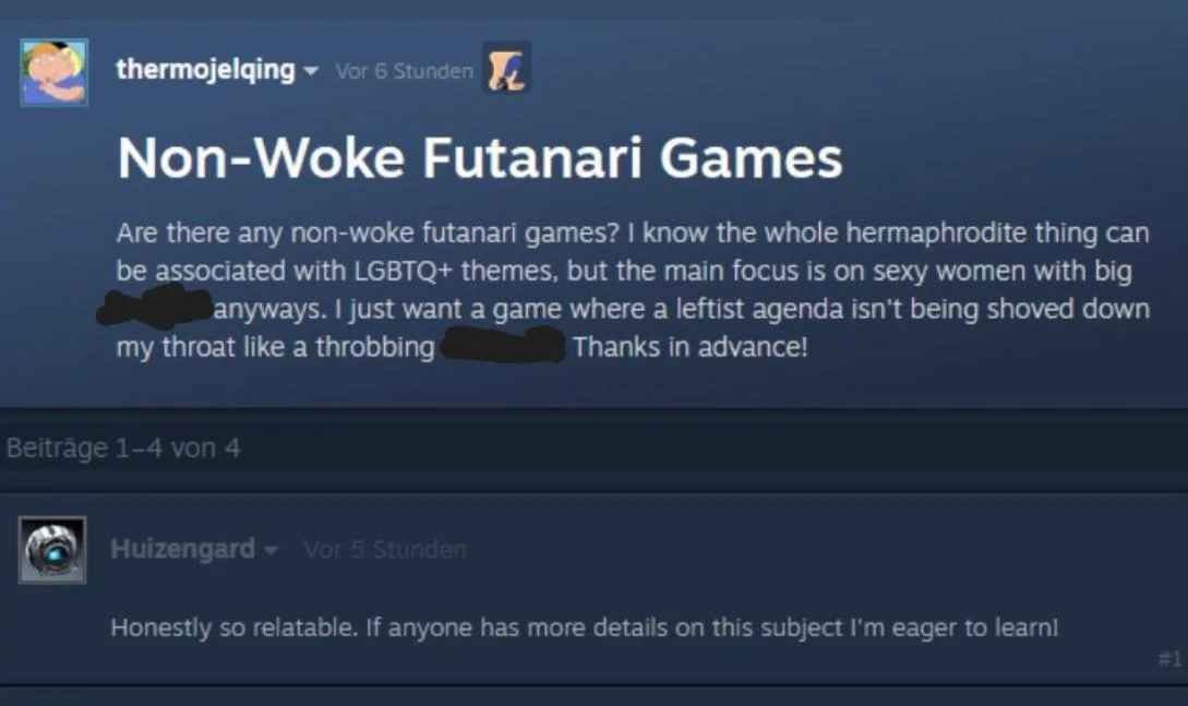 thermojelging Non-Woke Futanari Games Are there any non-woke futanari games? know the whole hermaphrodite thing can be associated with LGBTQ+ themes, but the main focus is on sexy women with big anywa