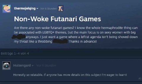 thermojelging Non-Woke Futanari Games Are there any non-woke futanari games? know the whole hermaphrodite thing can be associated with LGBTQ+ themes, but the main focus is on sexy women with big anywa
