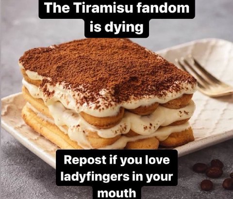 The Tiramisu fandom is dying Repost if you love ladyfingers in your mouth