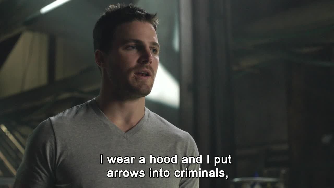 wear a hood and put arrows into criminals,