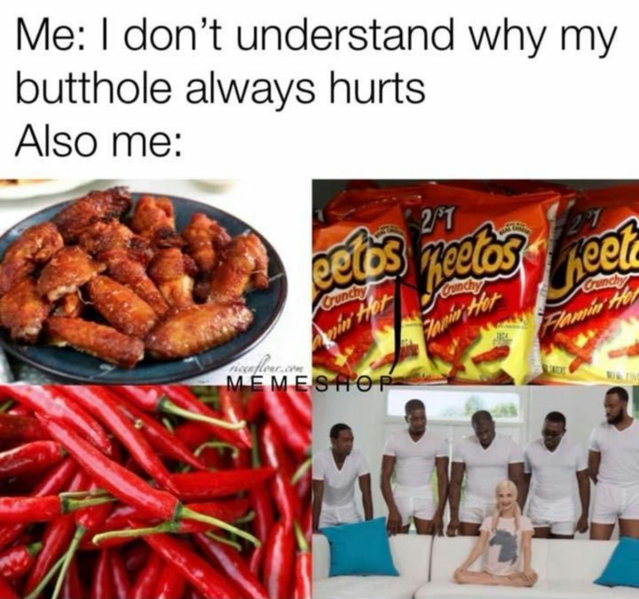 don’t understand why my butthole always hurts Also me: у