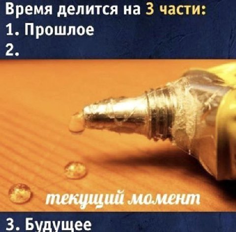 Время делится на 3 части: 1. Прошлое 2 a текущий момент 3. Будущее