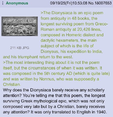 Διονυσιακά actually had a moment where Dionysus conquered India, it wasn't even expedition