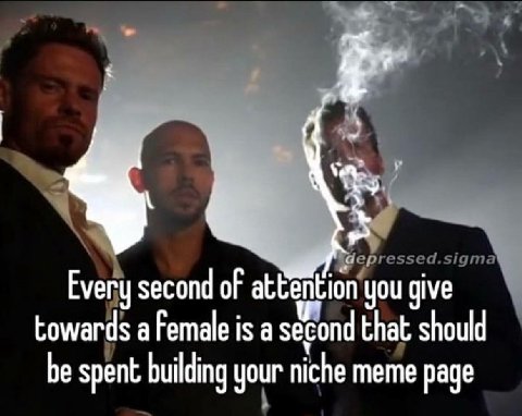 Every second of attention you give towards afemale is a second that should be spent building your niche meme page