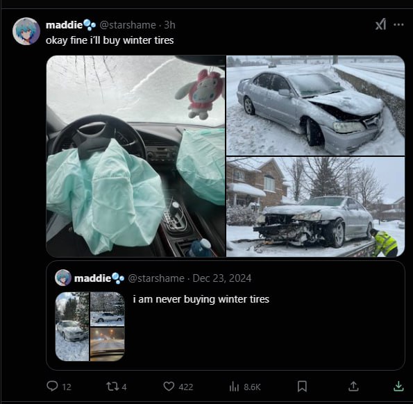 maddie okay fine buy winter tires never buying winter tires