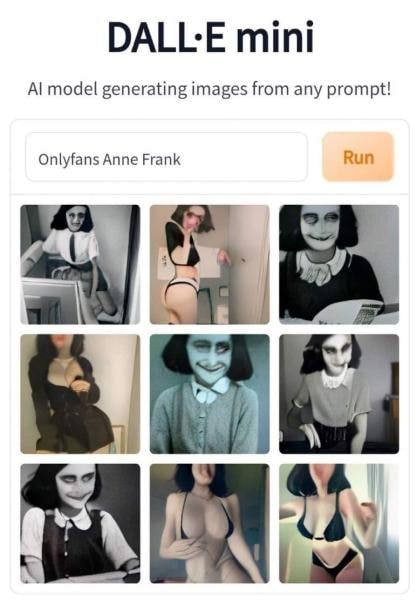 DALL:E mini model generating images from any prompt! Onlyfans Anne Frank Run