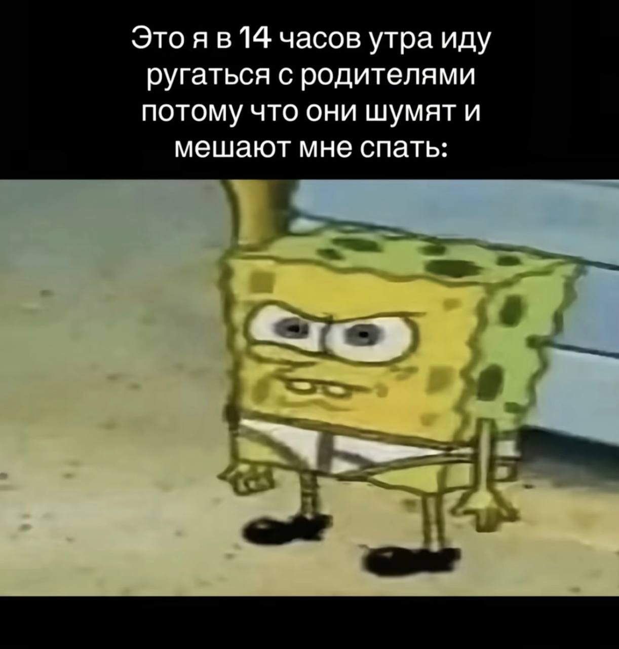 Это я в 14 часов утра иду ругаться с родителями потому что они шумят и мешают мне спать: