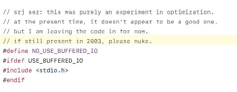 sez: this was purely experiment in optimization. at the present time, it doesn't appear to be a good one. but I leaving the code in for now. if still present in 2003, please nuke. #define NO_USE_BUFFE