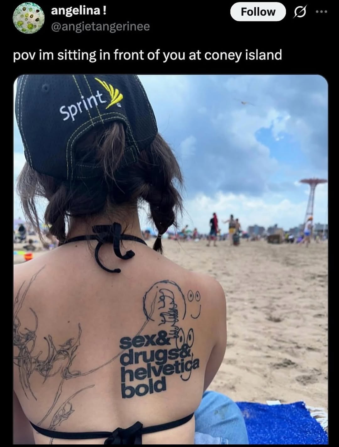 angelina! Follow pov sitting in front of you at coney island у