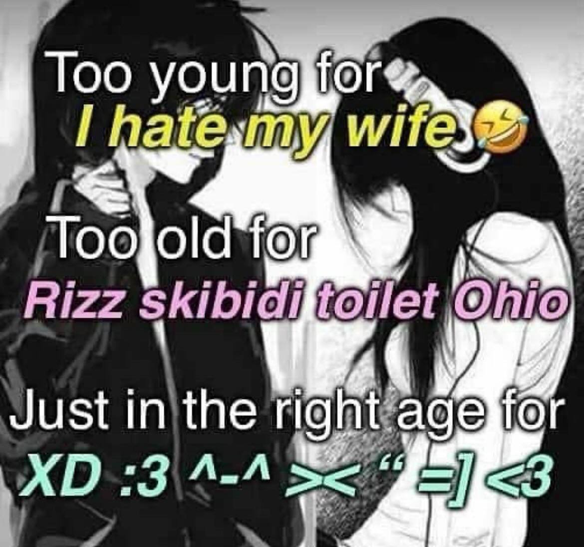 Too youn for hatesmy wife Rizz skibidiitoile Ohio Just <3