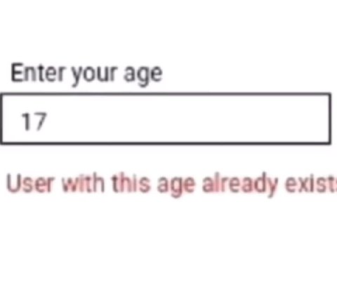 Enter your age User with this age already exist