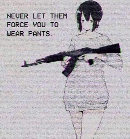 NEVER LET THEM FORCE YOU TO WEAR PANTS.