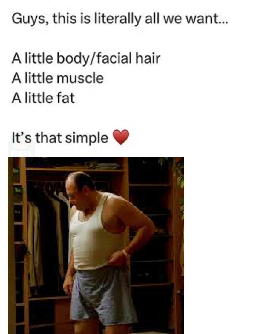 Guys, this is literally all we want A little body/facial hair A little muscle A little fat It’s that simple