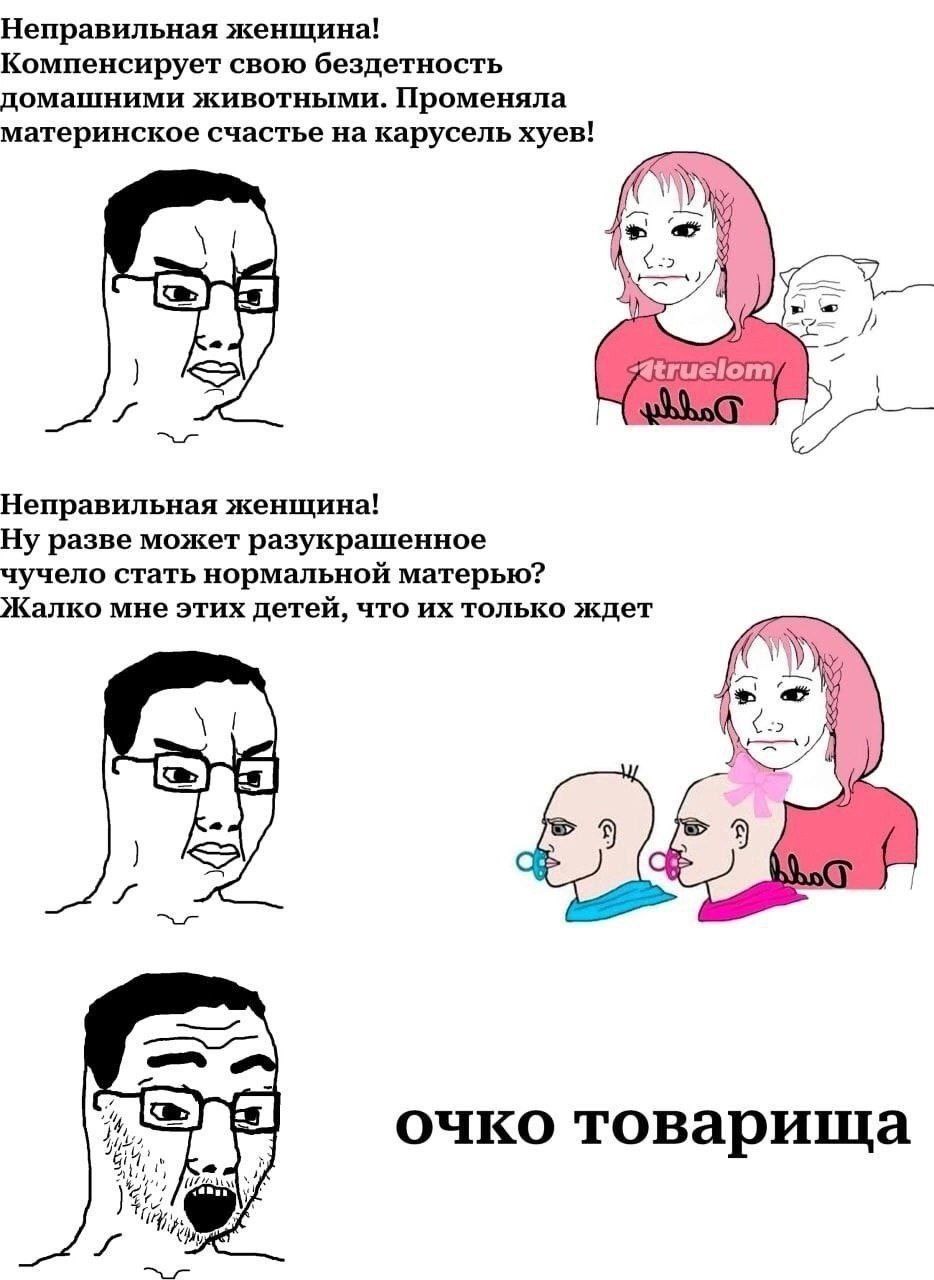 Неправильная женщина! Компенсирует свою бездетность домашними животными. Променяла материнское счастье на карусель хуев! у Неправильная женщина! Ну разве может разукрашенное чучело стать нормальной ма