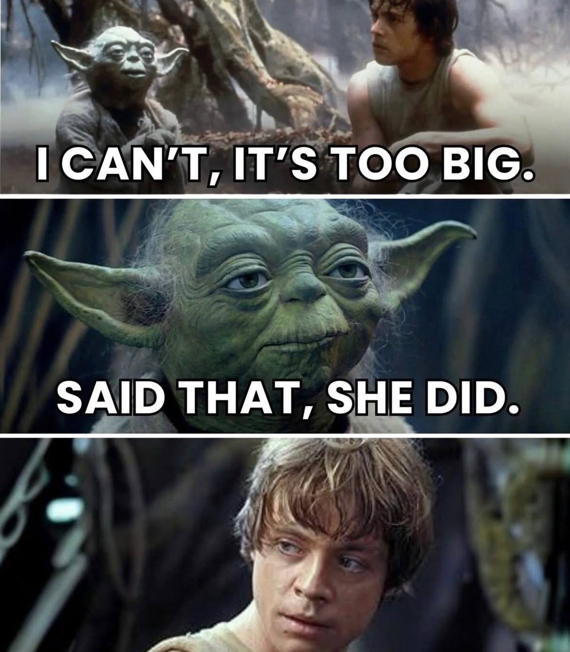 IT'S ТОО BIG. SAID THAT, SHE DID.