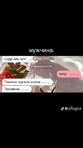 мужчина: Сидр иль нет? 22 мая 2022 11 февраля 2024 СИДР 2:30 Главное оружие воина A, Терпение @afiopia