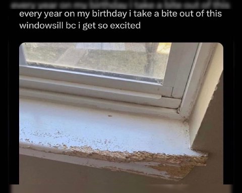 every year on my birthday i take a bite out of this windowsill i get so excited