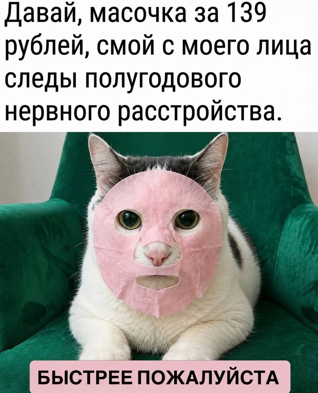 Давай, масочка за 139 рублей, смой с моего лица следы полугодового нервного расстройства. БЫСТРЕЕ ПОЖАЛУЙСТА