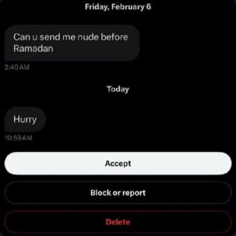 Friday, February 6 Can и send me nude before Ramadan Today Hurry Block or report