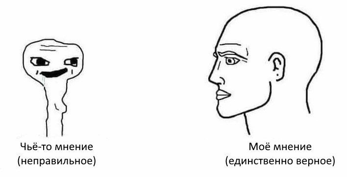 Чьё-то мнение Моё мнение (неправильное) (единственно верное)