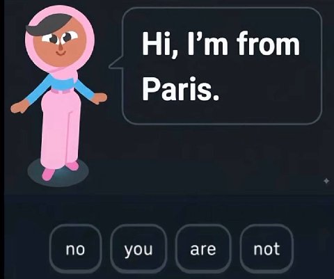 from Paris. по аге not you