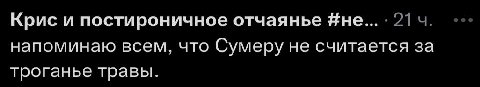 Крис и постироничное отчаянье #не... напоминаю всем, что Сумеру не считается за троганье травы.