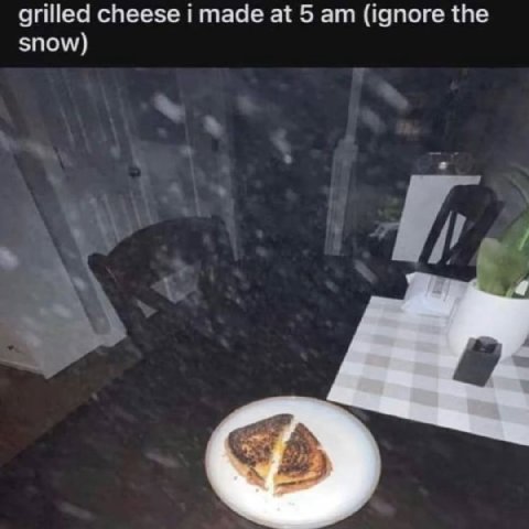grilled cheese i made at 5 (ignore the snow)