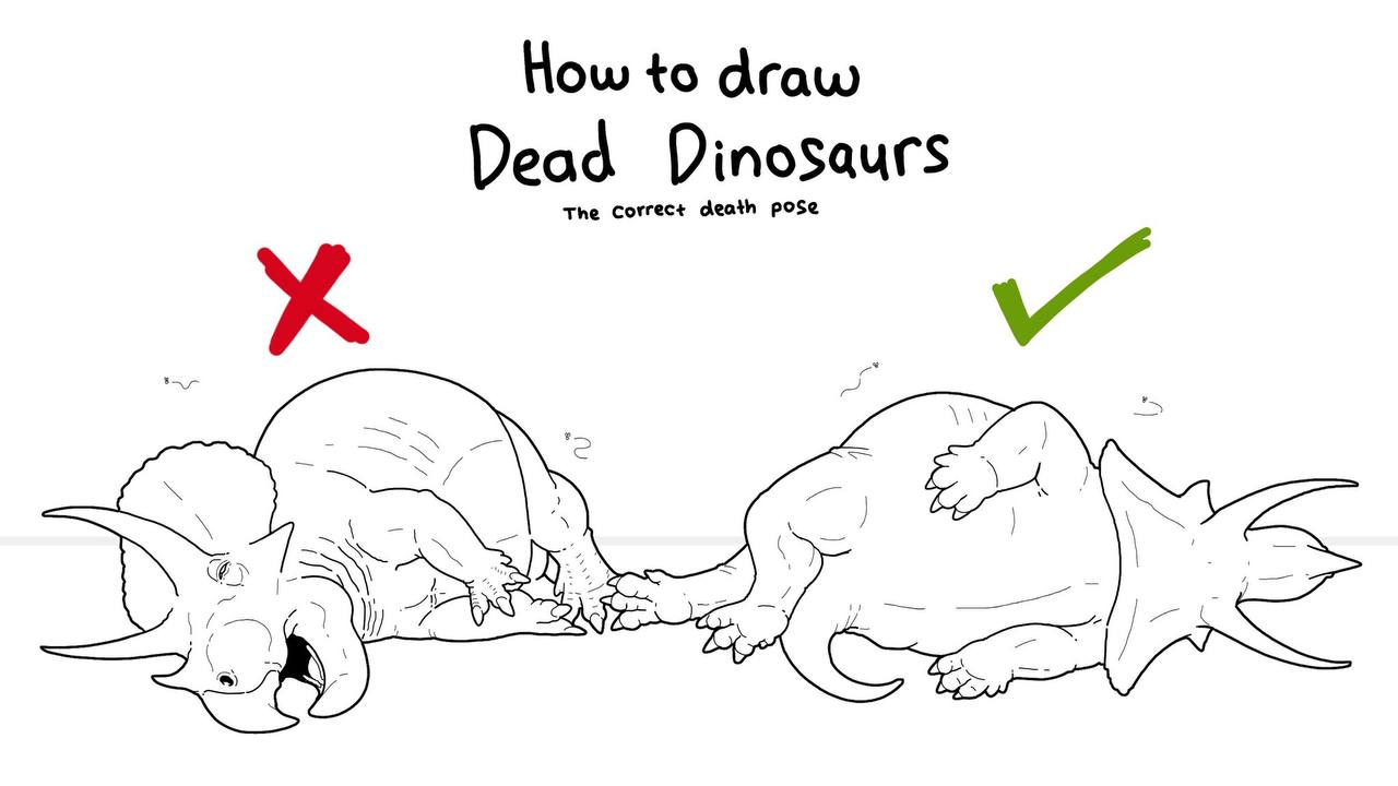 How to draw Dead Dinosaurs The Correct death pose