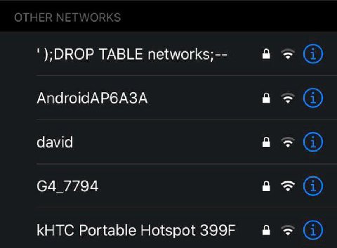 DROP TABLE networks; a> AndroidAP6A3A в david в в КНТС Portable Hotspot в