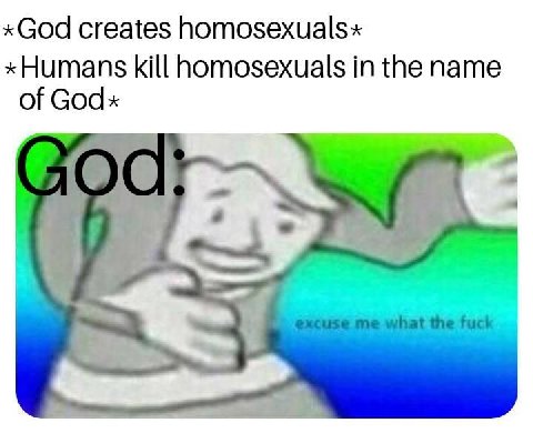 creates homosexuals« kill homosexuals in the name of God«