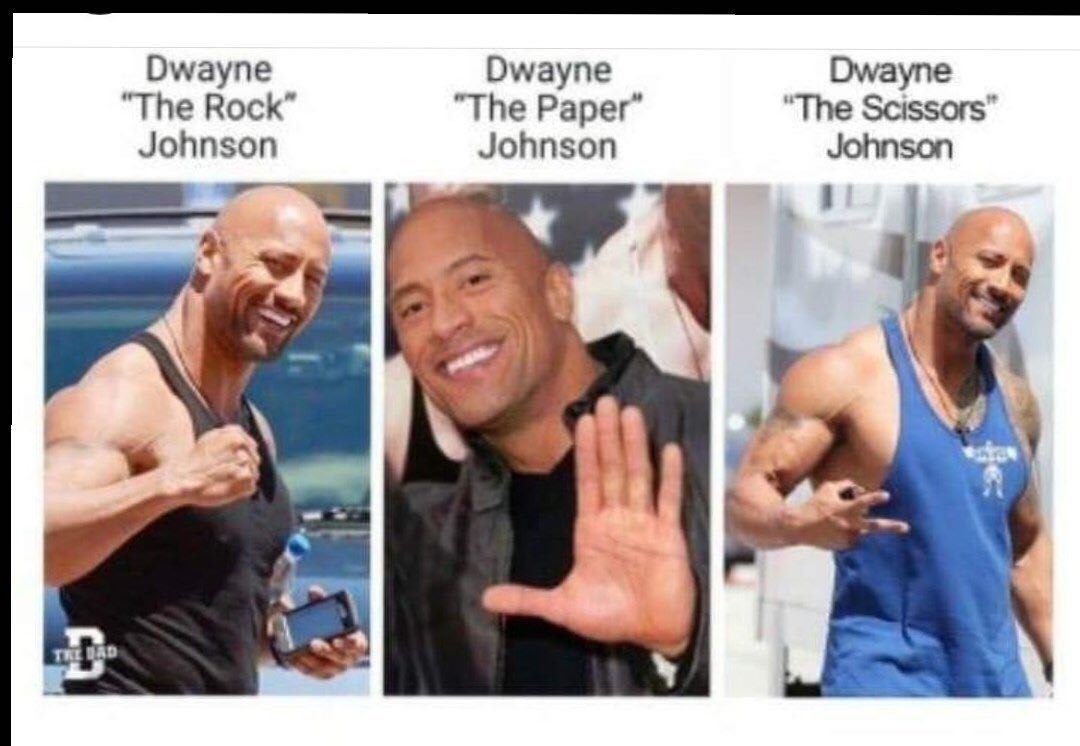 Dwayne Dwayne Dwayne “The Воск” “The Paper” The Scissors” Johnson Johnson Johnson 9 TRE