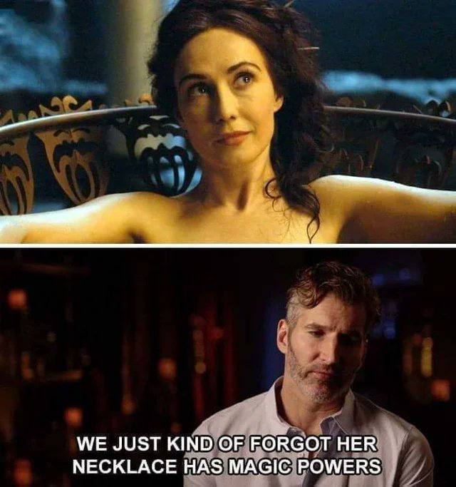WE JUST KIND OF FORGOT HER NECKLACE HAS MAGIC POWERS