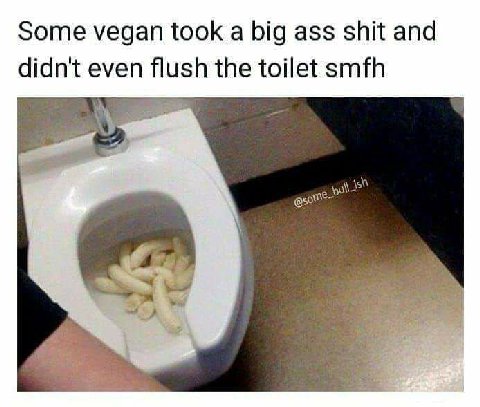 Some vegan took a big ass shit and didn't flush the toilet smfh