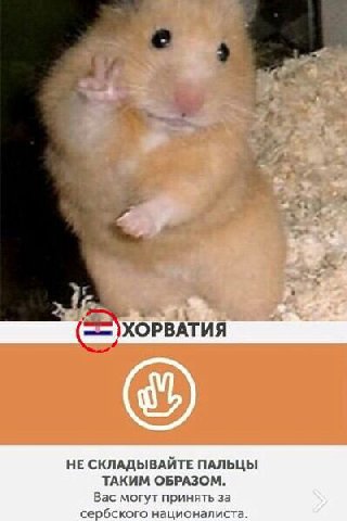 НЕ СКЛАДЫВАЙТЕ ПАЛЬЦЫ ТАКИМ ОБРАЗОМ. Вас могут принять за сербского националиста.